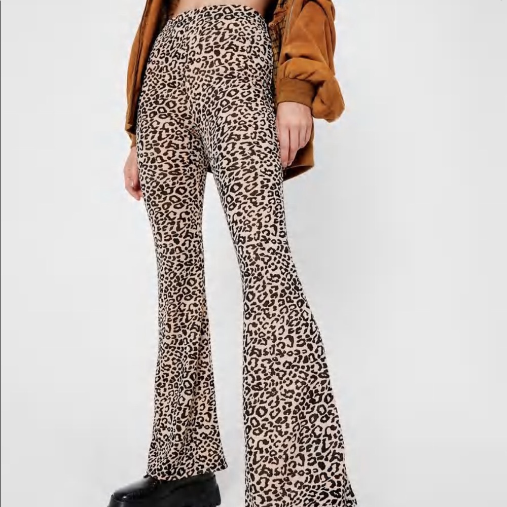 NWT Nasty Gal Leopard Print Flared Pants